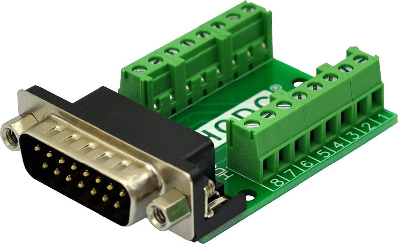 Slim Right Angle D-SUB Header Breakout Board Terminal Block DSUB Connector Module (DB15 Male)