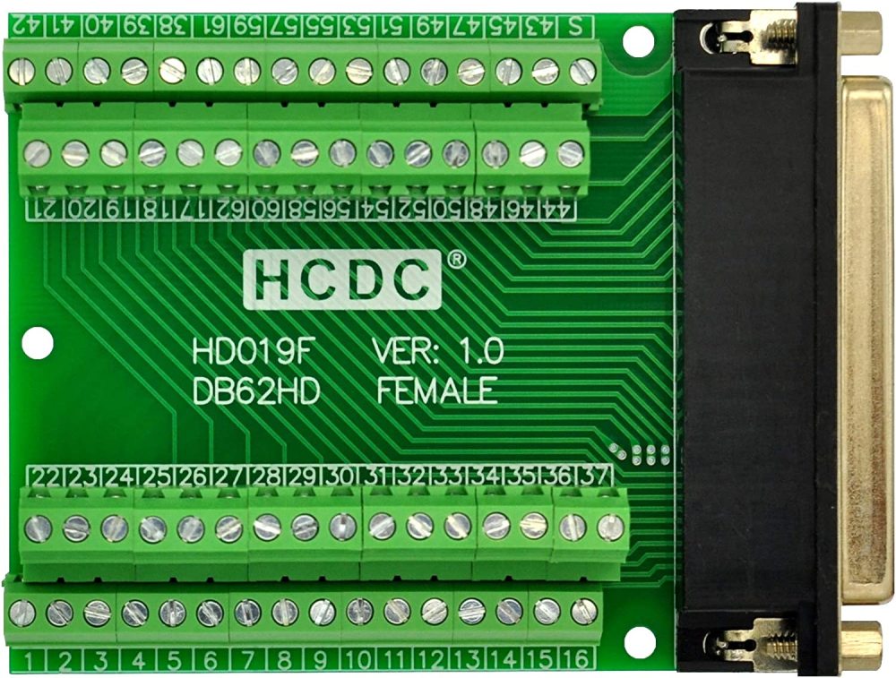 Slim Right Angle D-SUB Header Breakout Board Terminal Block DSUB Connector Module (DB62HD Female)