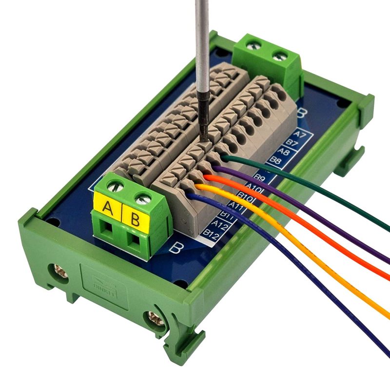 DIN Rail Mount 16Amp AC/DC 2x12 Position Terminal Block Distribution Module