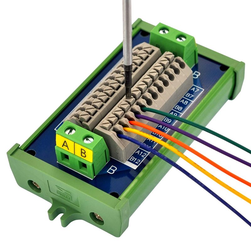 Screw Mount 16Amp AC/DC 2x12 Position Terminal Block Distribution Module