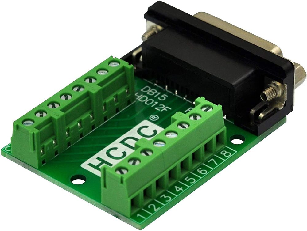 Slim Right Angle D-SUB Header Breakout Board Terminal Block DSUB Connector Module (DB15 Female)