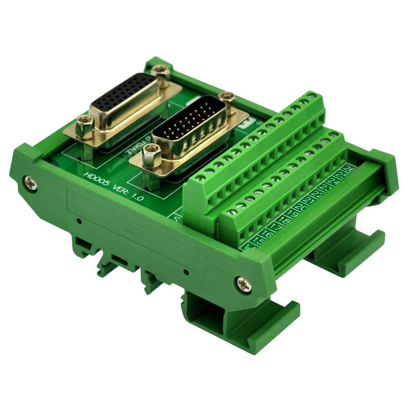 DIN Rail Mount D-SUB Male-Female Interface Module Terminal Block Breakout Board (DB26HD)