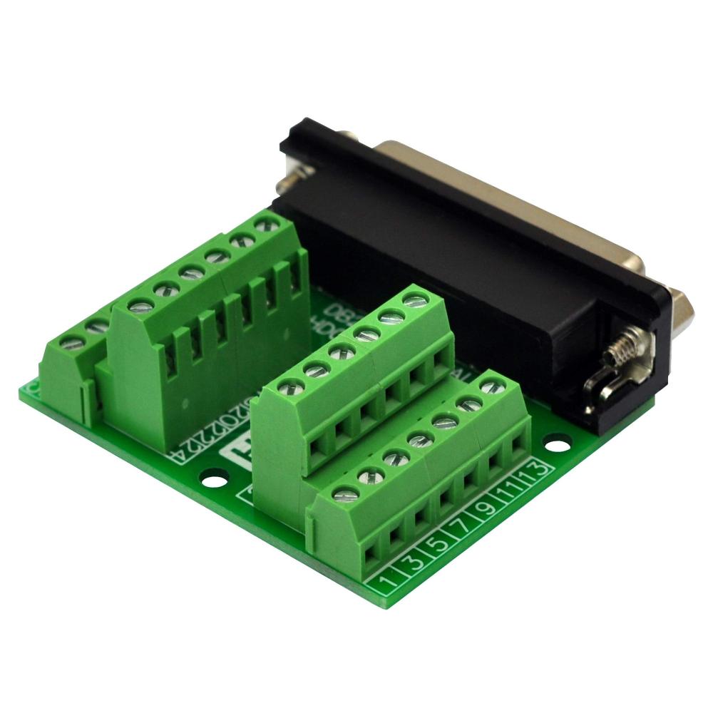 Slim Right Angle D-SUB Header Breakout Board Terminal Block DSUB Connector Module (DB25 Female)