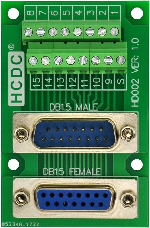 D-SUB Male-Female Breakout Board Terminal Block Interface Module (DB15)