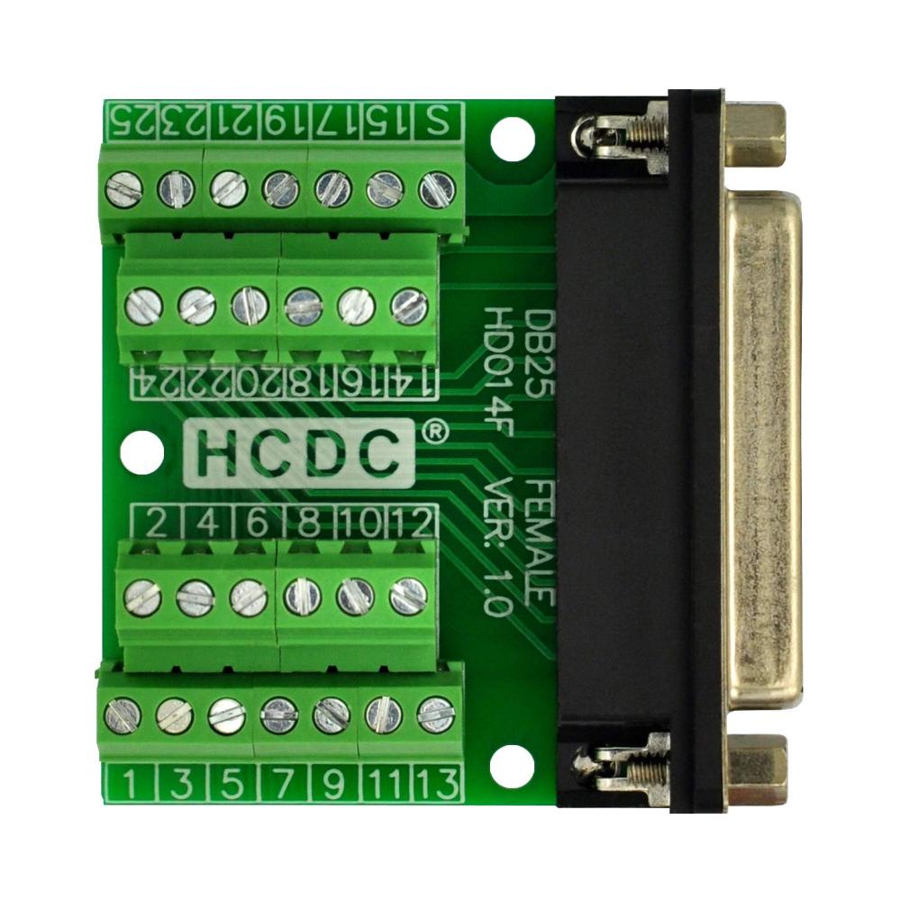 Slim Right Angle D-SUB Header Breakout Board Terminal Block DSUB Connector Module (DB25 Female)