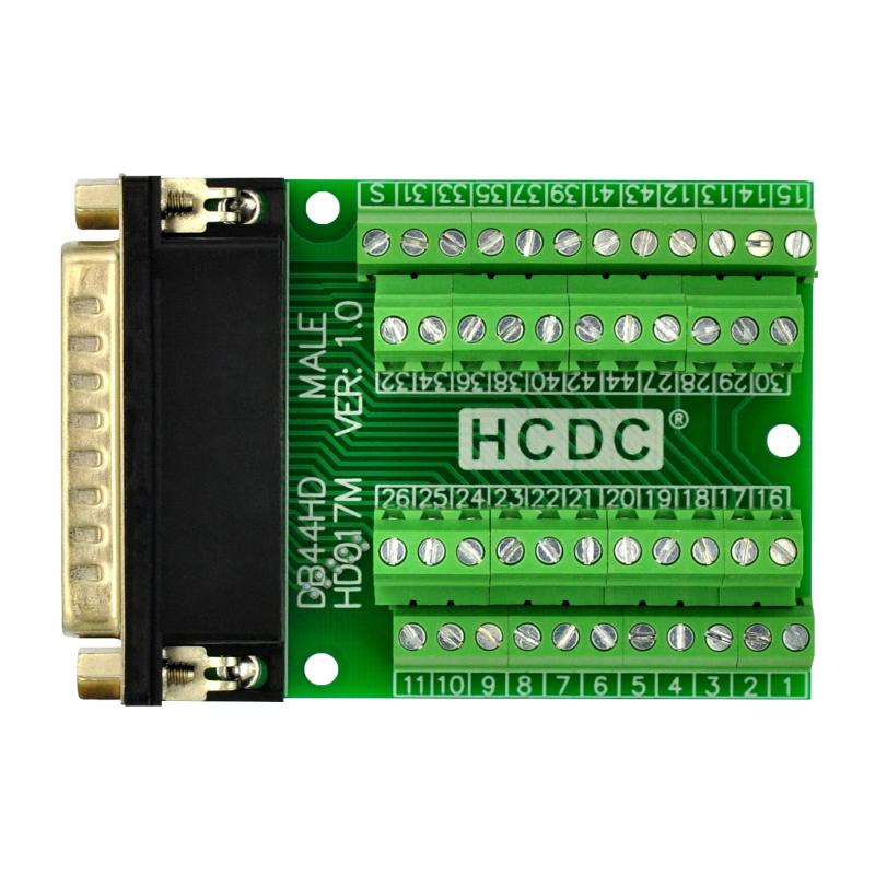 Slim Right Angle D-SUB Header Breakout Board Terminal Block DSUB Connector Module (DB44HD Male)