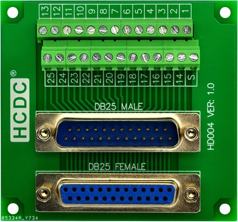 D-SUB Male-Female Breakout Board Terminal Block Interface Module (DB25)