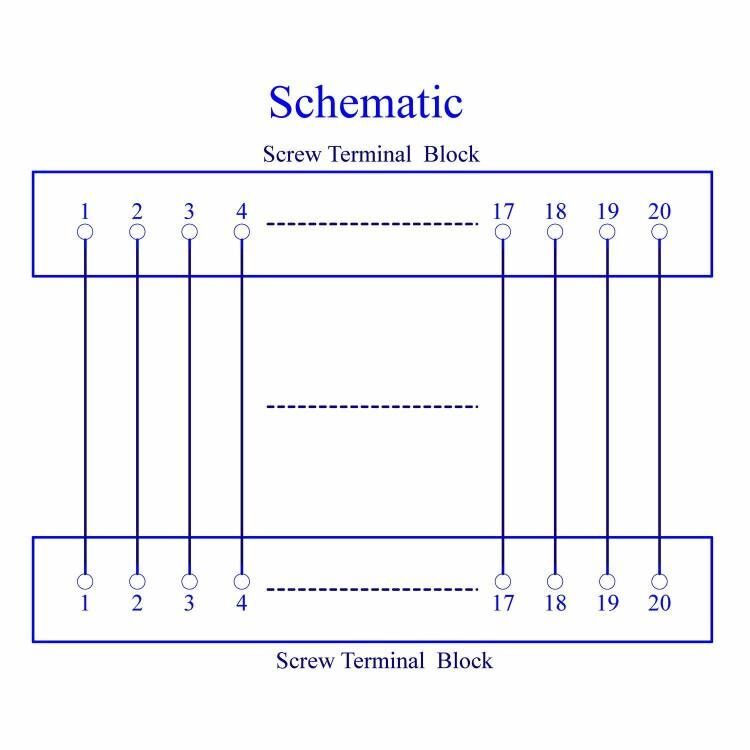 20 Position 30Amp/300V Screw Terminal Block Distribution Module (DIN Rail Mount)