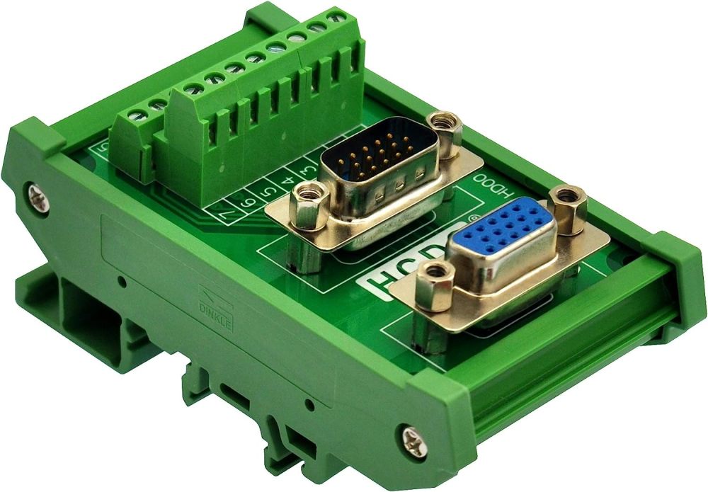 DIN Rail Mount D-SUB Male-Female Interface Module Terminal Block Breakout Board (DB15HD)