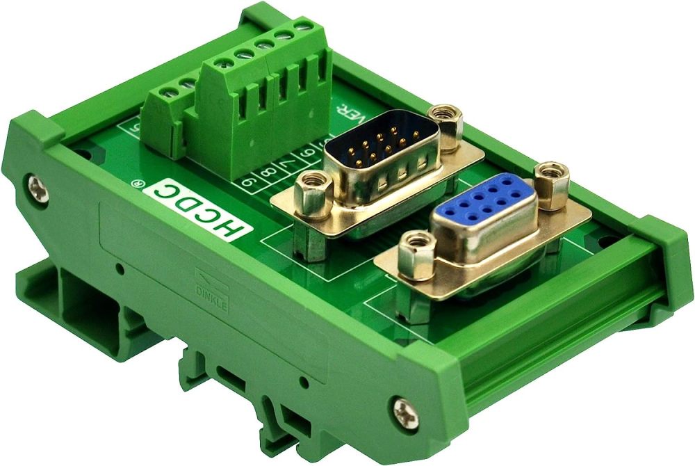 DIN Rail Mount D-SUB Male-Female Interface Module Terminal Block Breakout Board (DB9)