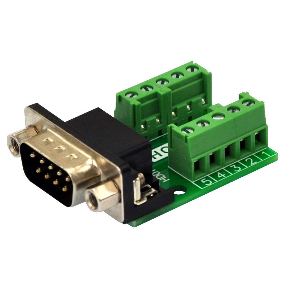 Slim Right Angle D-SUB Header Breakout Board Terminal Block DSUB Connector Module (DB9 Male)