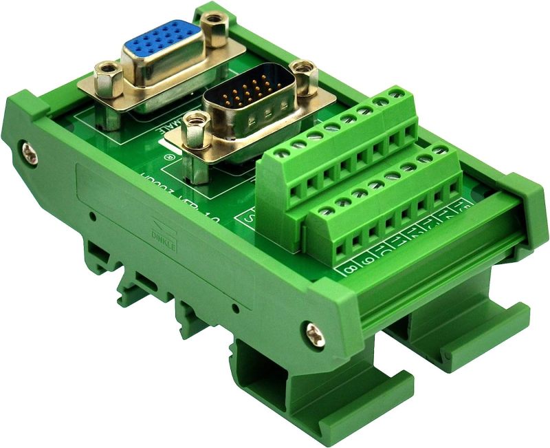 DIN Rail Mount D-SUB Male-Female Interface Module Terminal Block Breakout Board (DB15HD)