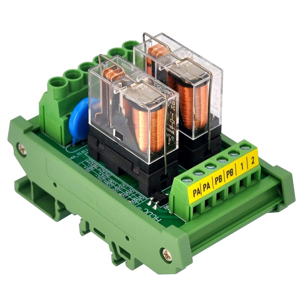 AC/DC 12V Coil 2-SPDT Pluggable Power Relay Module, 16A 250VAC/30VDC