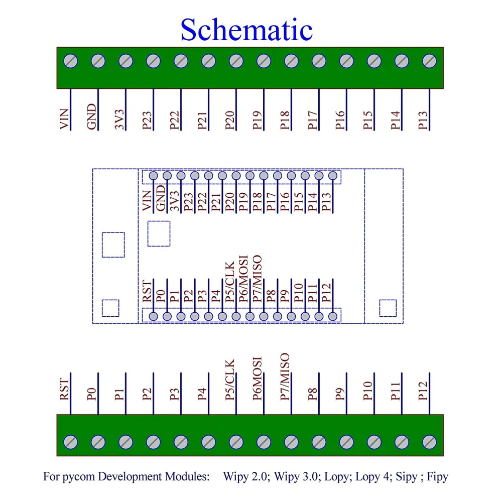 Terminal Block Breakout Board Module for Pycom WiPy LoPy SiPy FiPy (DIN ...