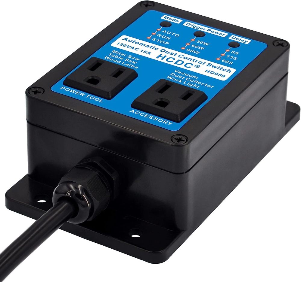 Automated Vacuum Switch Automatic Shutoff, Automatic Dust Control Switch - for Contractors and Woodworkers, HCDC HD059