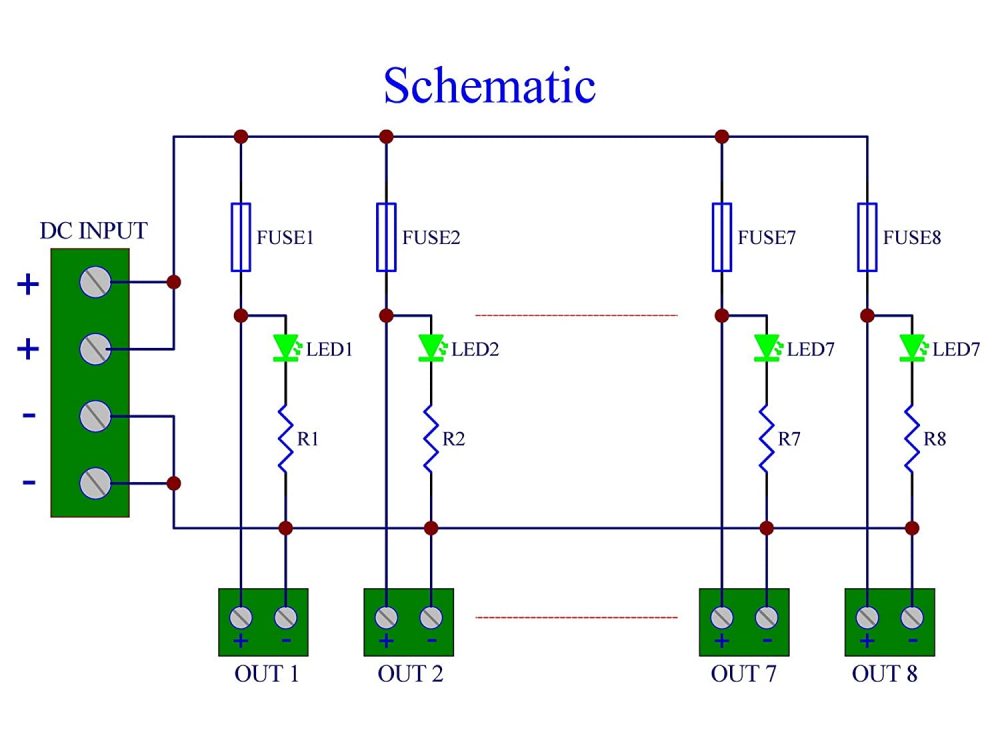 DIN Rail Mount DC 5-32V 8 Channel Pluggable Side Wiring Terminal Block Power Distribution Fuse Module, HCDC HD064RT