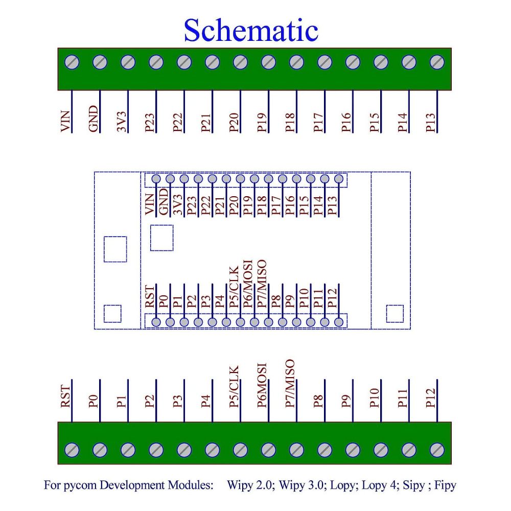 Terminal Block Breakout Board Module for Pycom WiPy LoPy SiPy FiPy (Screw Mount)