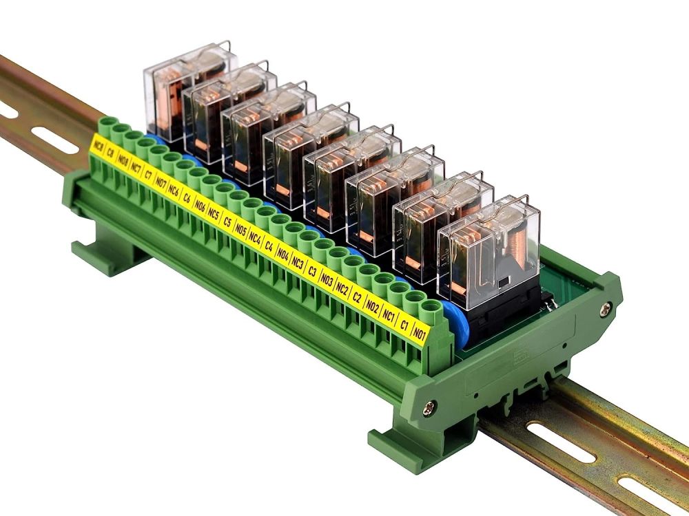 AC/DC 12V Coil 8-SPDT Pluggable Power Relay Module, 16A 250VAC/30VDC