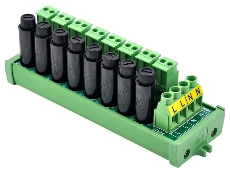 Screw Mount AC 24-250V 8 Channel Pluggable Side Wiring Terminal Block Power Distribution Fuse Module, HCDC HD065RP