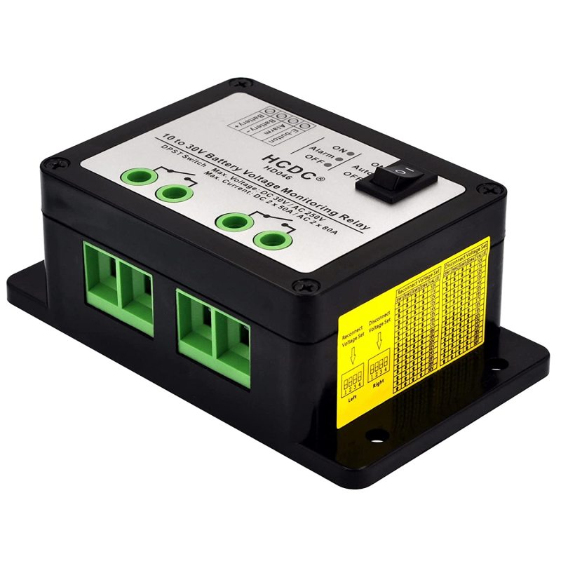 HCDC 10-30V Battery Voltage Monitoring DPST Relay Module, for 12V 18V 24V Battery.