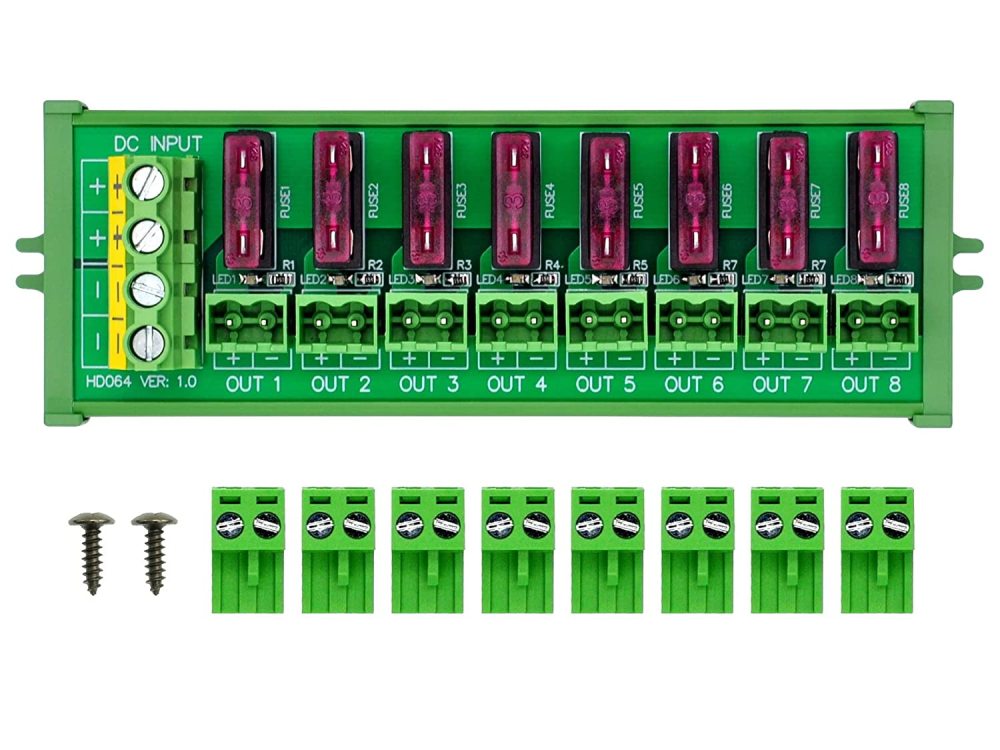 Screw Mount DC 5-32V 8 Channel Pluggable Top Wiring Terminal Block Power Distribution Fuse Module, HCDC HD064VP