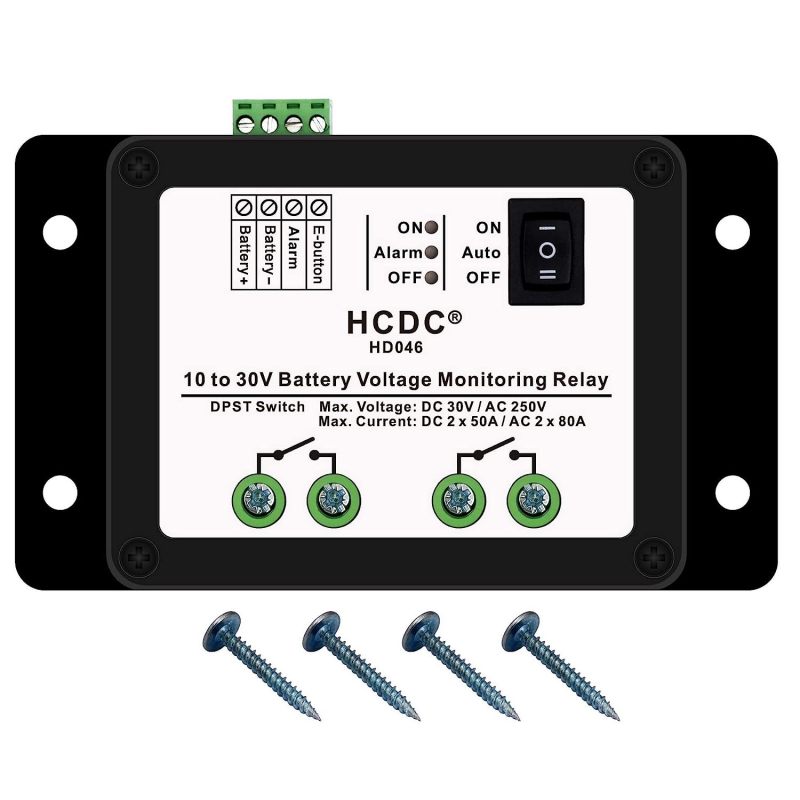 HCDC 10-30V Battery Voltage Monitoring DPST Relay Module, for 12V 18V 24V Battery.