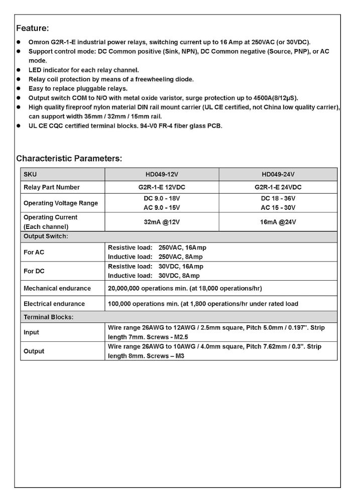 AC/DC 12V Coil 8-SPDT Pluggable Power Relay Module, 16A 250VAC/30VDC