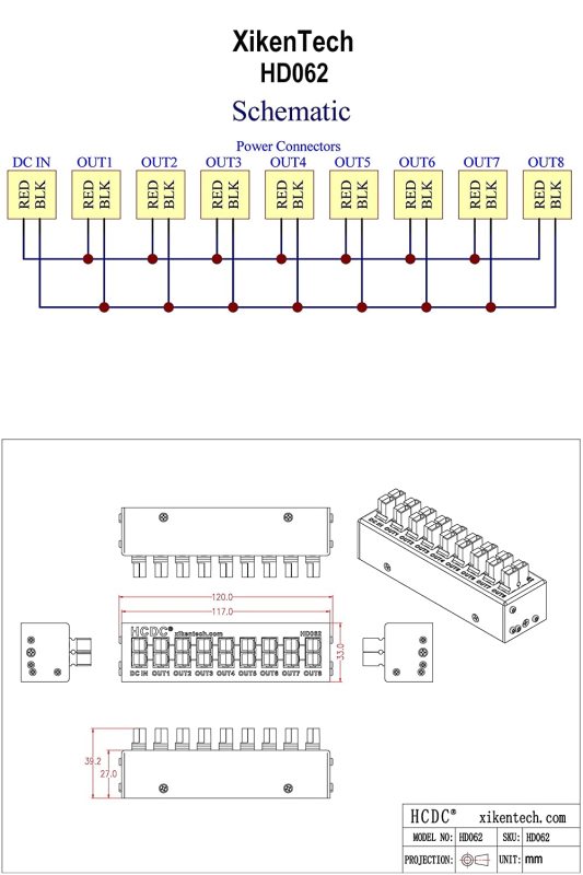 HCDC HD062 8 Output DC Power Distribution Block Module for 15/30/45A Connects