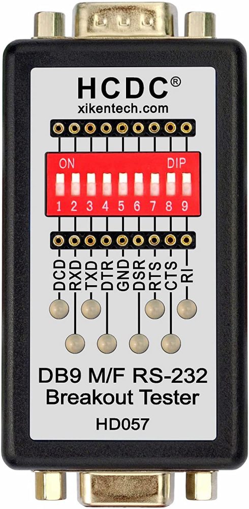HCDC RS232 Breakout Tester LED Monitor, DB9 Male to Female Breakout Module, HD057