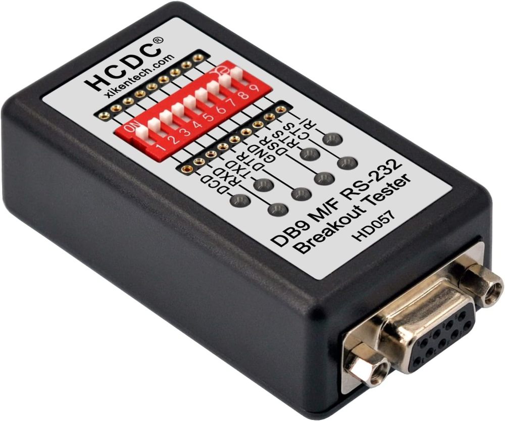 HCDC RS232 Breakout Tester LED Monitor, DB9 Male to Female Breakout Module, HD057