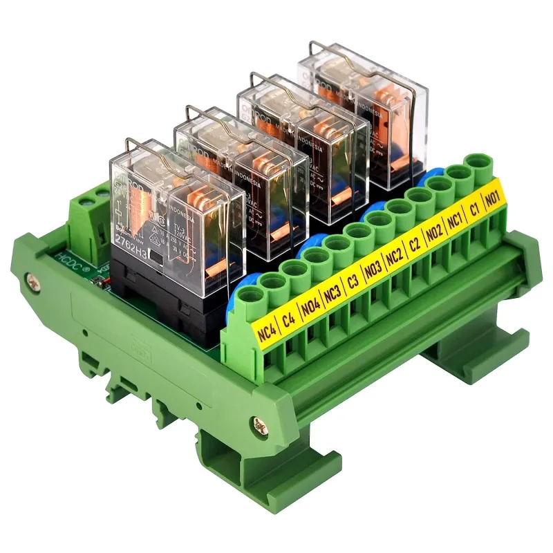 AC/DC 24V Coil 4-SPDT Pluggable Power Relay Module, 16A 250VAC/30VDC