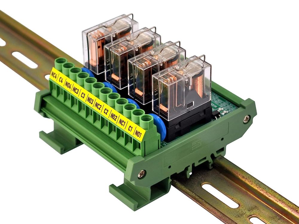 AC/DC 12V Coil 4-SPDT Pluggable Power Relay Module, 16A 250VAC/30VDC