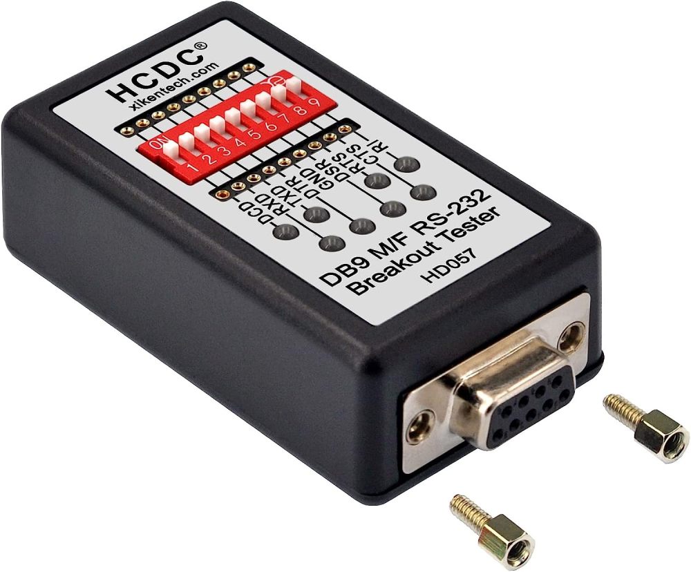 HCDC RS232 Breakout Tester LED Monitor, DB9 Male to Female Breakout Module, HD057