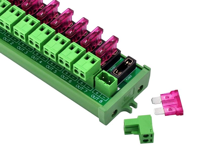 Screw Mount DC 5-32V 8 Channel Pluggable Top Wiring Terminal Block Power Distribution Fuse Module, HCDC HD064VP