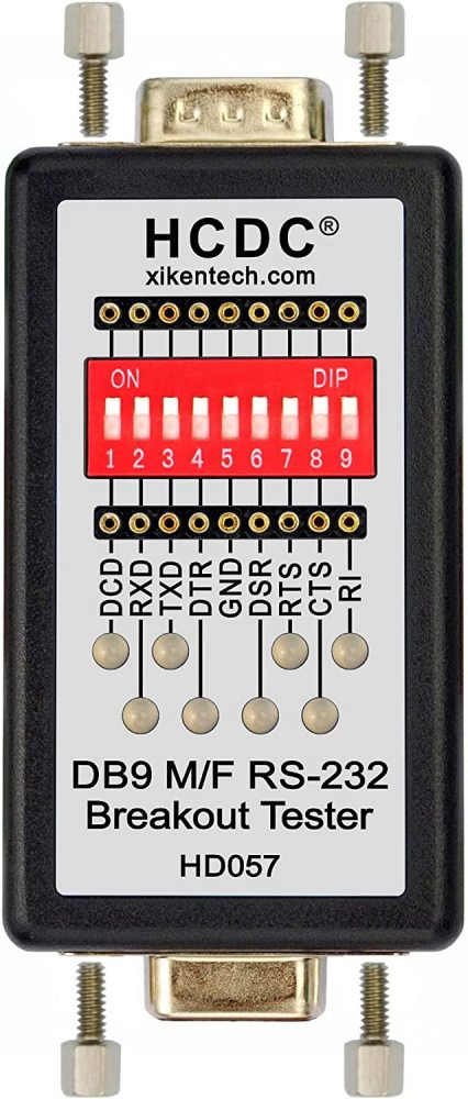 HCDC RS232 Breakout Tester LED Monitor, DB9 Male to Female Breakout Module, HD057