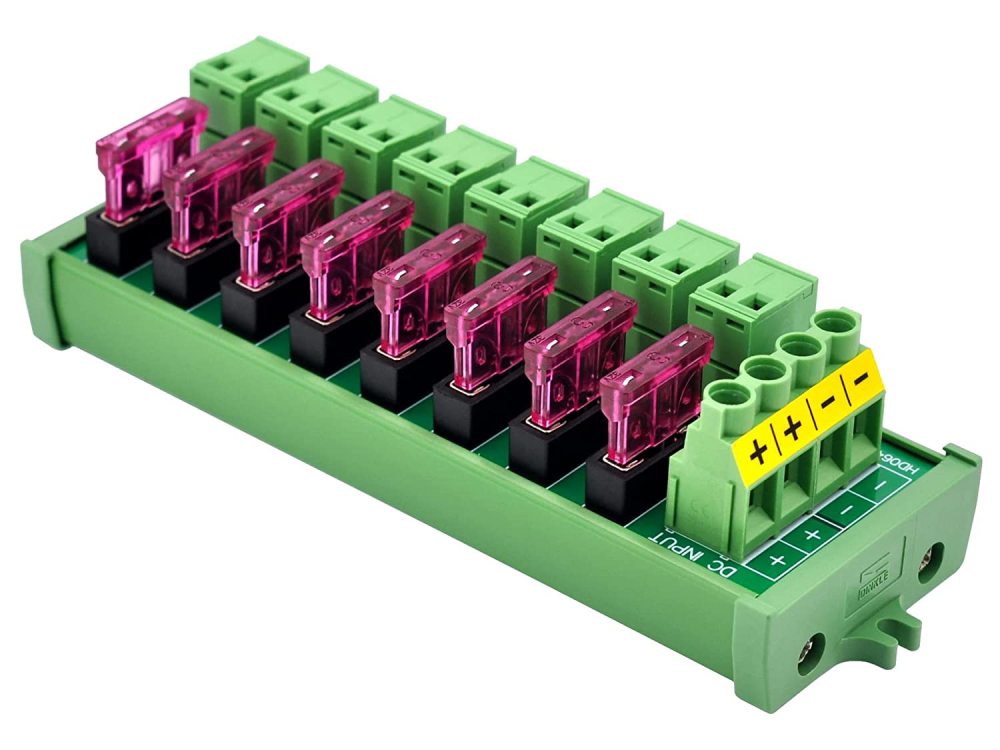Screw Mount DC 5-32V 8 Channel Pluggable Top Wiring Terminal Block Power Distribution Fuse Module, HCDC HD064VP
