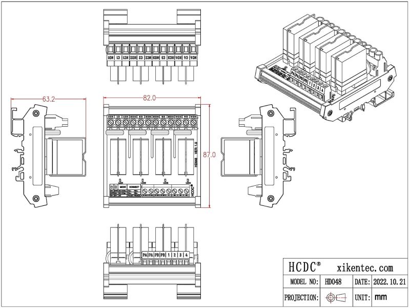 AC/DC 24V Coil 4-SPDT Pluggable Power Relay Module, 16A 250VAC/30VDC