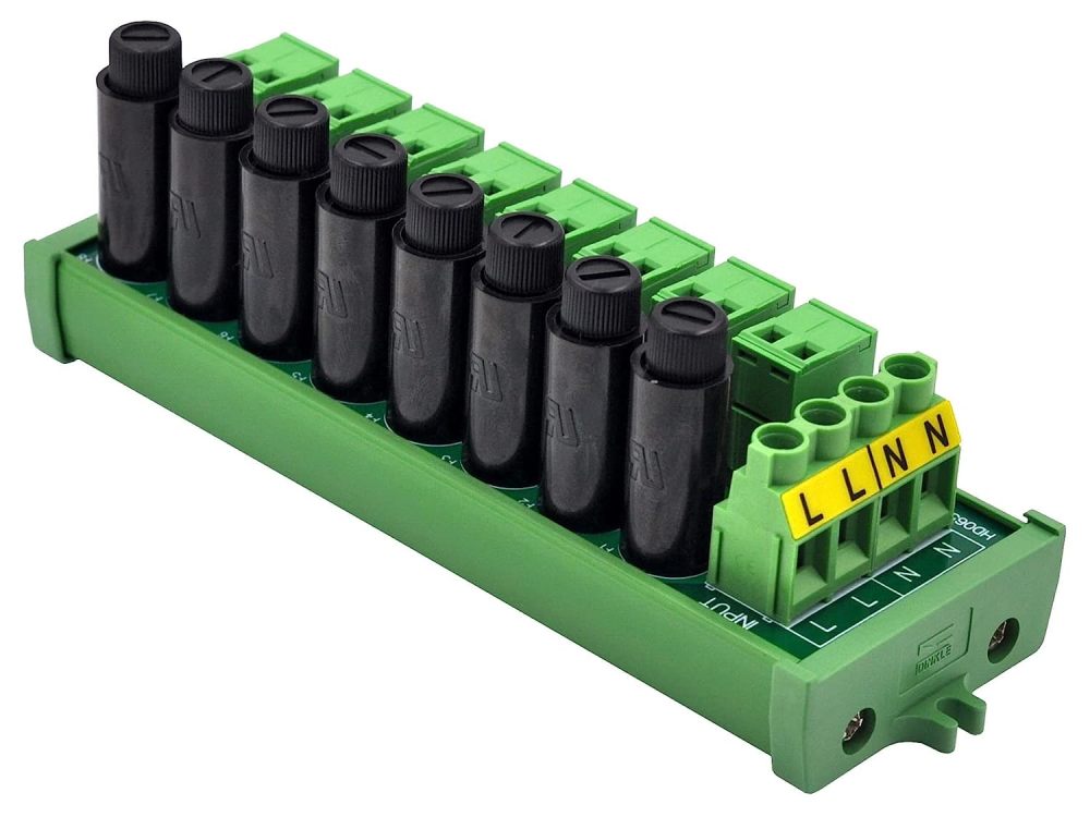 Screw Mount AC 24-250V 8 Channel Pluggable Top Wiring Terminal Block Power Distribution Fuse Module, HCDC HD065VP