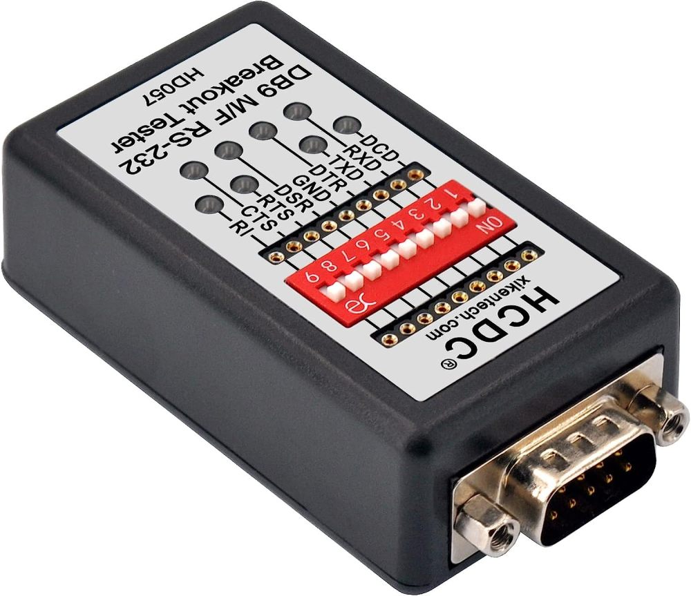 HCDC RS232 Breakout Tester LED Monitor, DB9 Male to Female Breakout Module, HD057