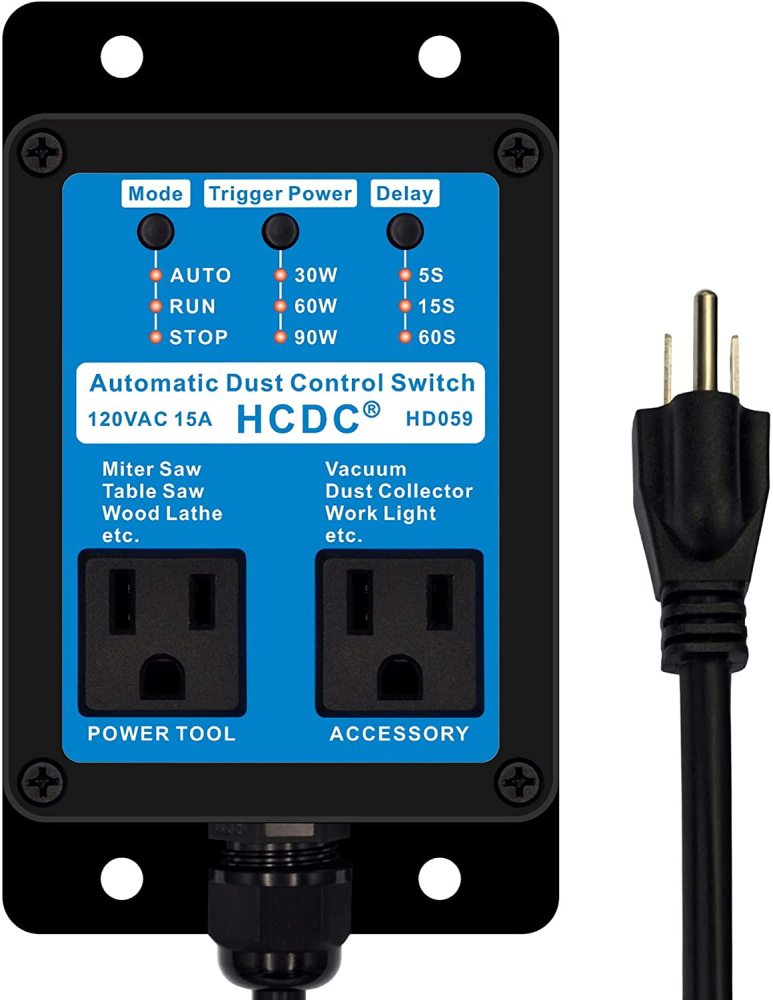 Automated Vacuum Switch Automatic Shutoff, Automatic Dust Control Switch - for Contractors and Woodworkers, HCDC HD059