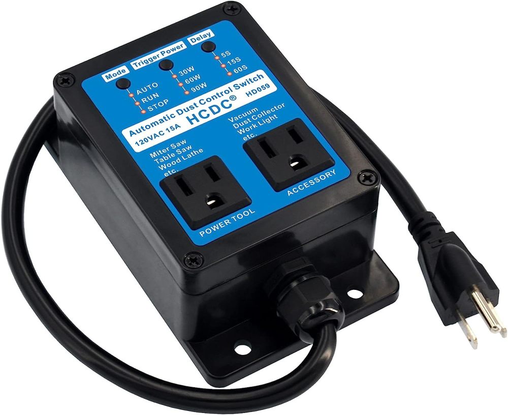 Automated Vacuum Switch Automatic Shutoff, Automatic Dust Control Switch - for Contractors and Woodworkers, HCDC HD059