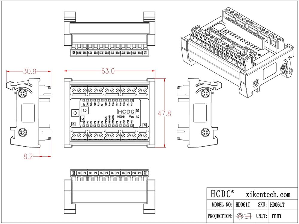 Terminal Block Breakout Board Module for Pycom WiPy LoPy SiPy FiPy (DIN Rail Mount)