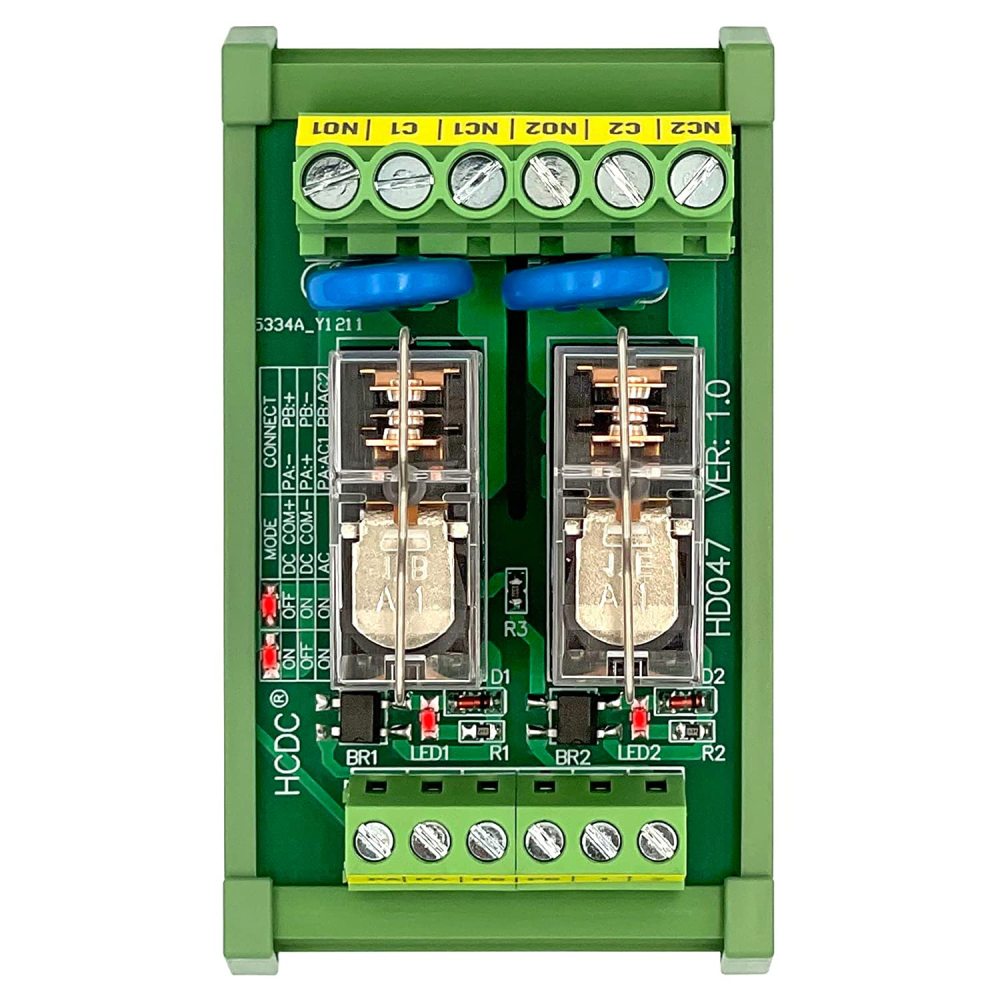 AC/DC 12V Coil 2-SPDT Pluggable Power Relay Module, 16A 250VAC/30VDC