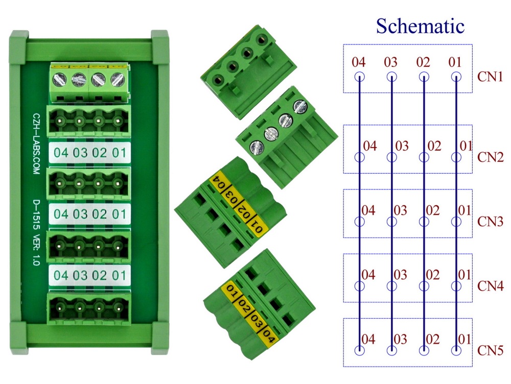 Slim DIN Rail Mount 10A/300V 5x4 Position Pluggable Screw Terminal Block Distribution Module