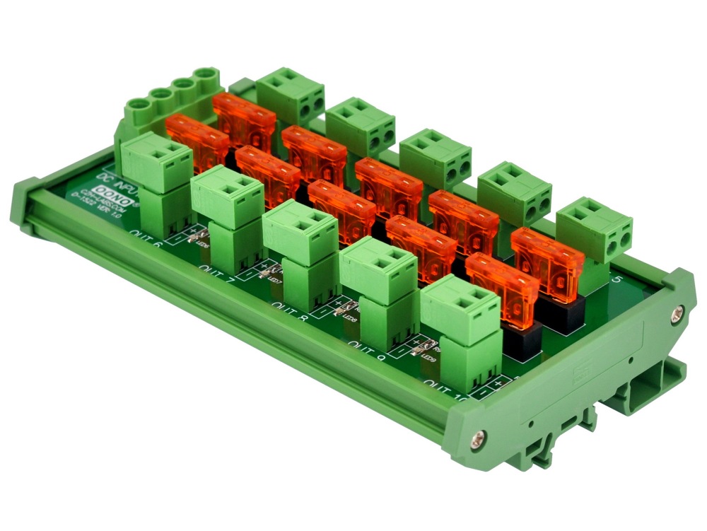 DIN Rail Mount DC 5-32V 10 Position Pluggable Screw Terminal Block Power Distribution Module