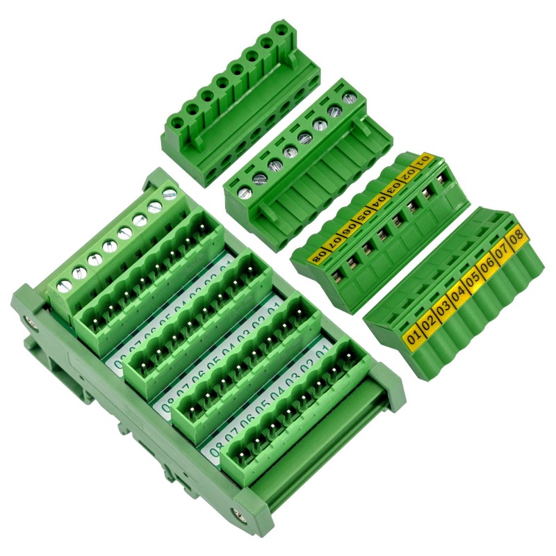 Slim DIN Rail Mount 10A/300V 5x8 Position Pluggable Screw Terminal Block Distribution Module