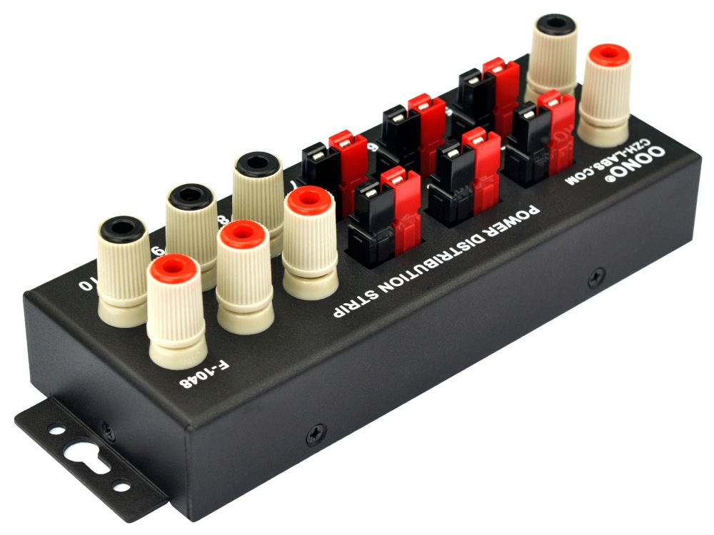 F-1048 Banana Jack and Powerpole 10 Outlet Power Distribution Strip Box