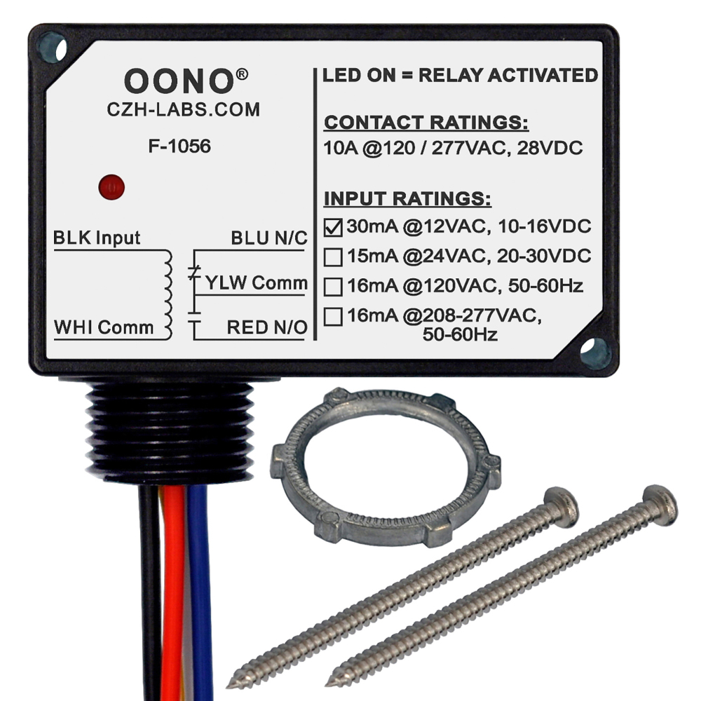 AC/DC 12V SPDT 10Amp Power Relay Module, Plastic Enclosure and Pre-wired