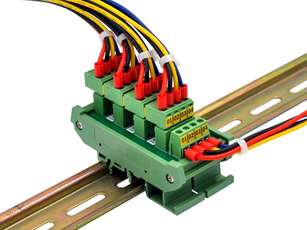 Slim DIN Rail Mount 10A/300V 5x4 Position Pluggable Screw Terminal Block Distribution Module