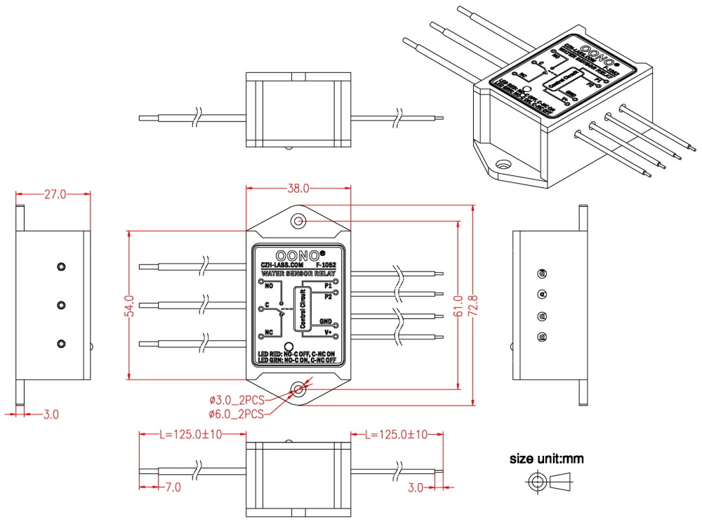 Water Sensor Relay SPDT Switch Module, OONO F-1052